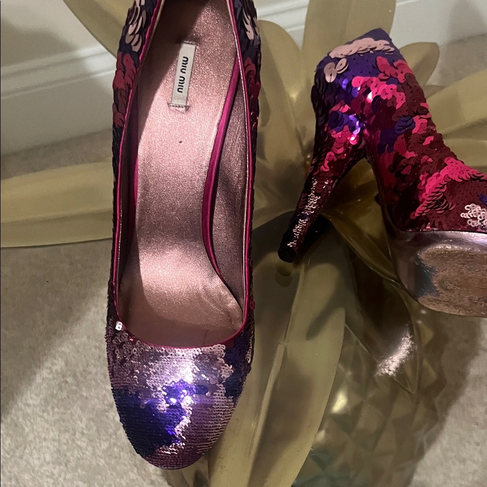 Miu Miu Sequin Pink and Purple Heels - Picture 7 of 9
